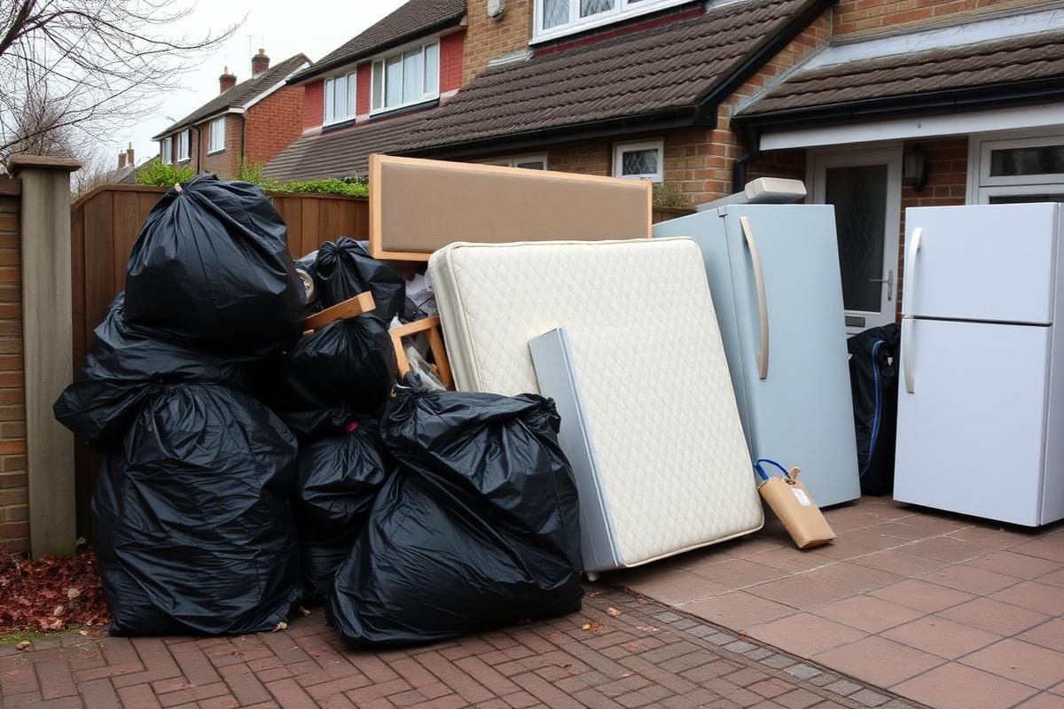 Household rubbish and bulky items before removal